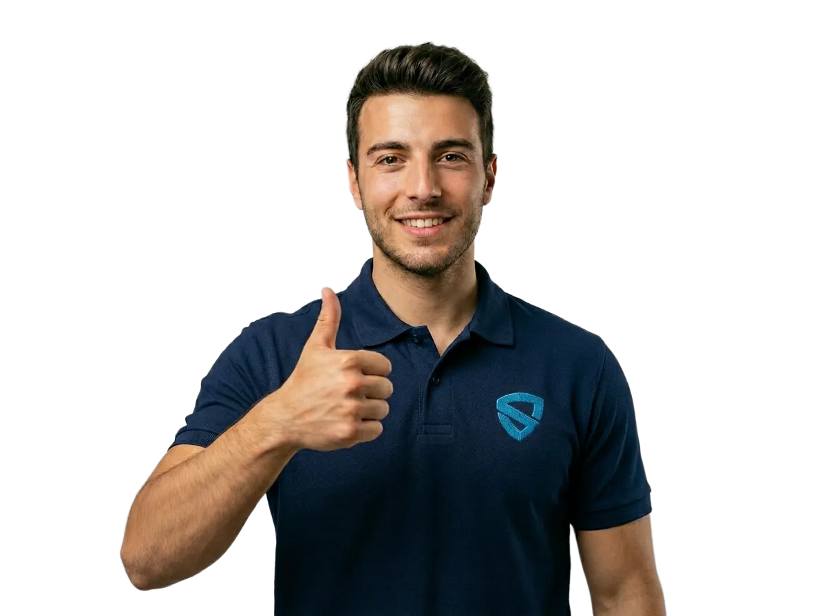 Tecnico Spadhausen sorridente con il pollice in su