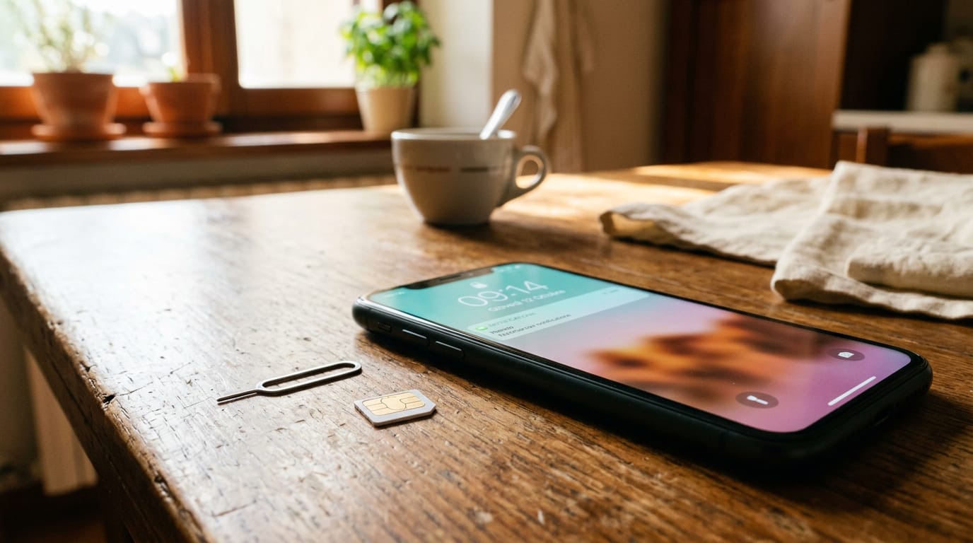 foto: SIM Spadhausen accanto a uno smartphone
